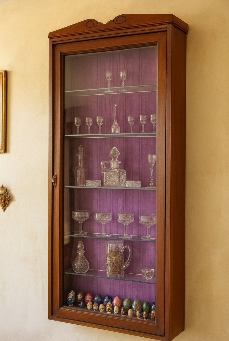 A Wall Hanging Cabinet with Glass Shelving